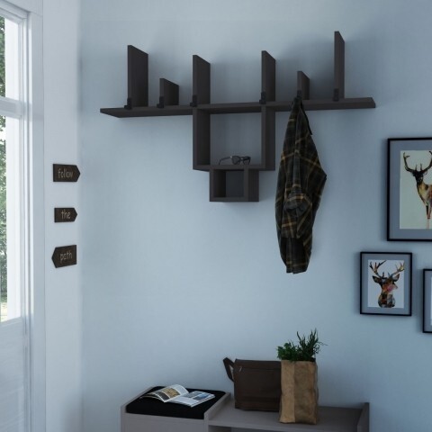 Cuier cu rafturi, Homitis, Cervo - Anthracite, 20x68.5x118 cm