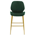 Scaun de bar Impel, Pakoworld, 46x51x99 cm, metal/catifea, auriu/verde inchis