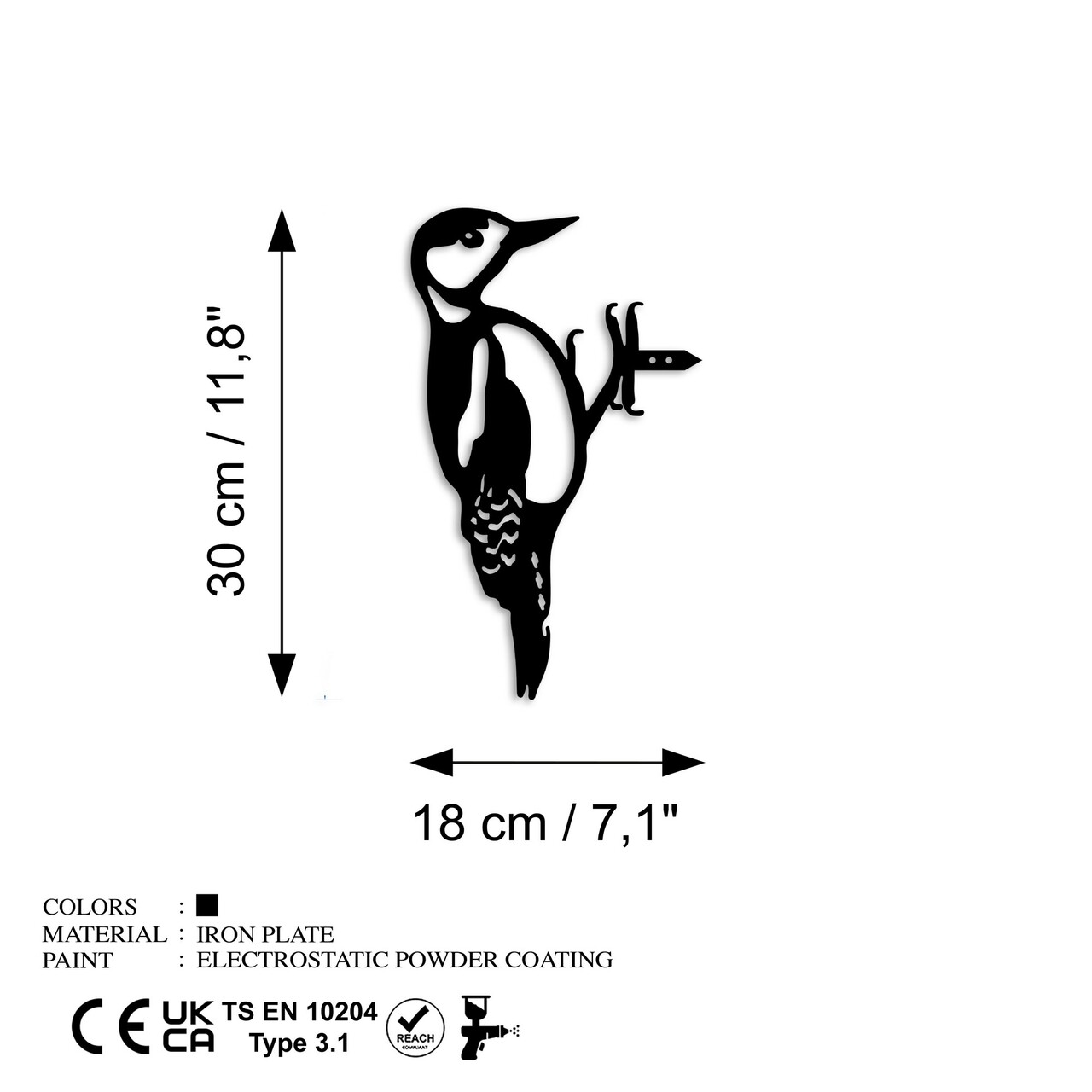 Obiect decorativ de grădină, Bird On The Branch 01, 18x30 cm, Negru - view 6