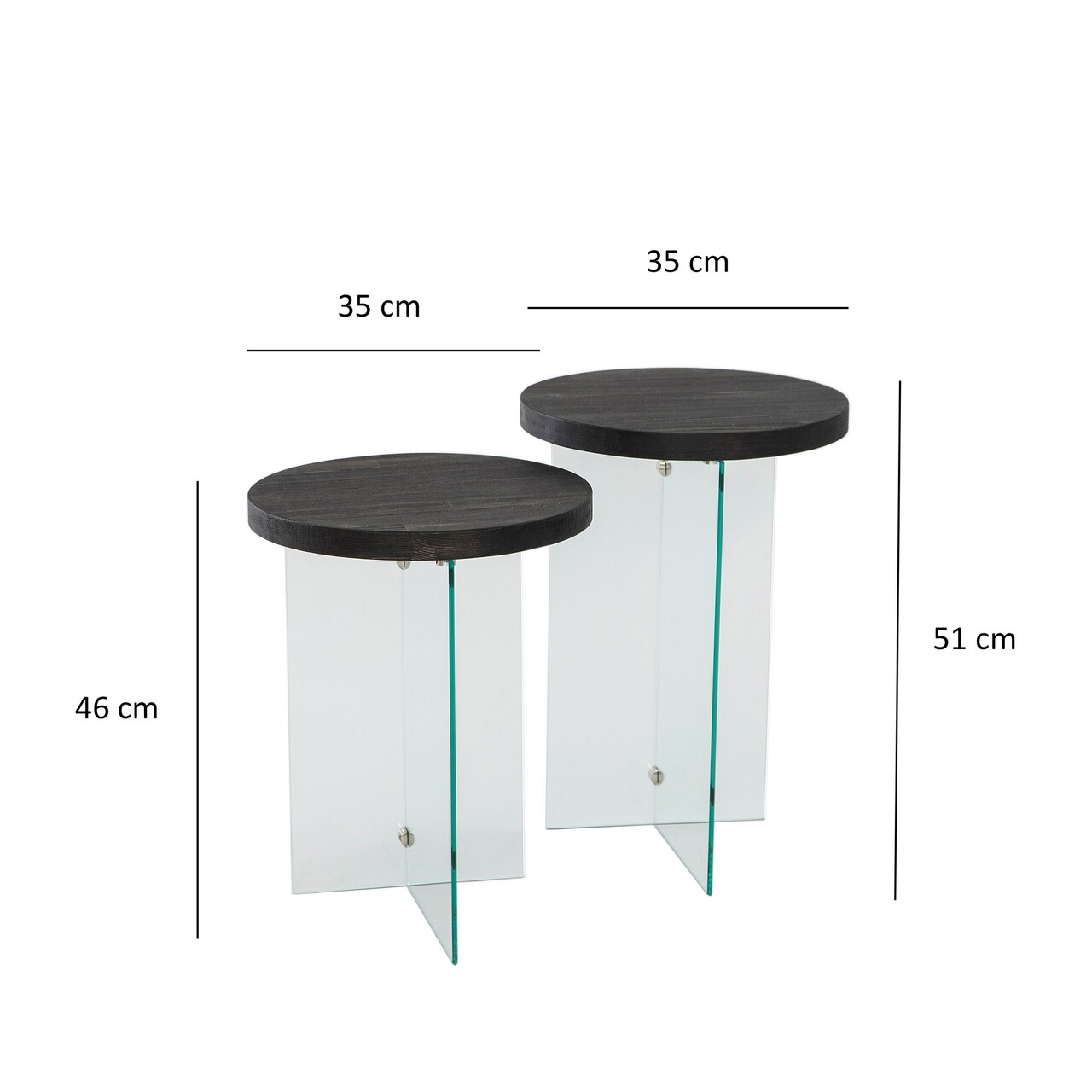 Set masute de cafea, Neostill, Serenity 2, Sticla temperata, Antracit / Transparent