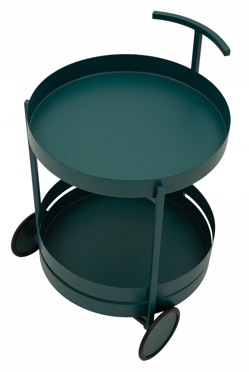 Carucior pentru servire, Mauro Ferretti, Saturn, 40x49.5x61 cm, metal, turcoaz - imagine 5