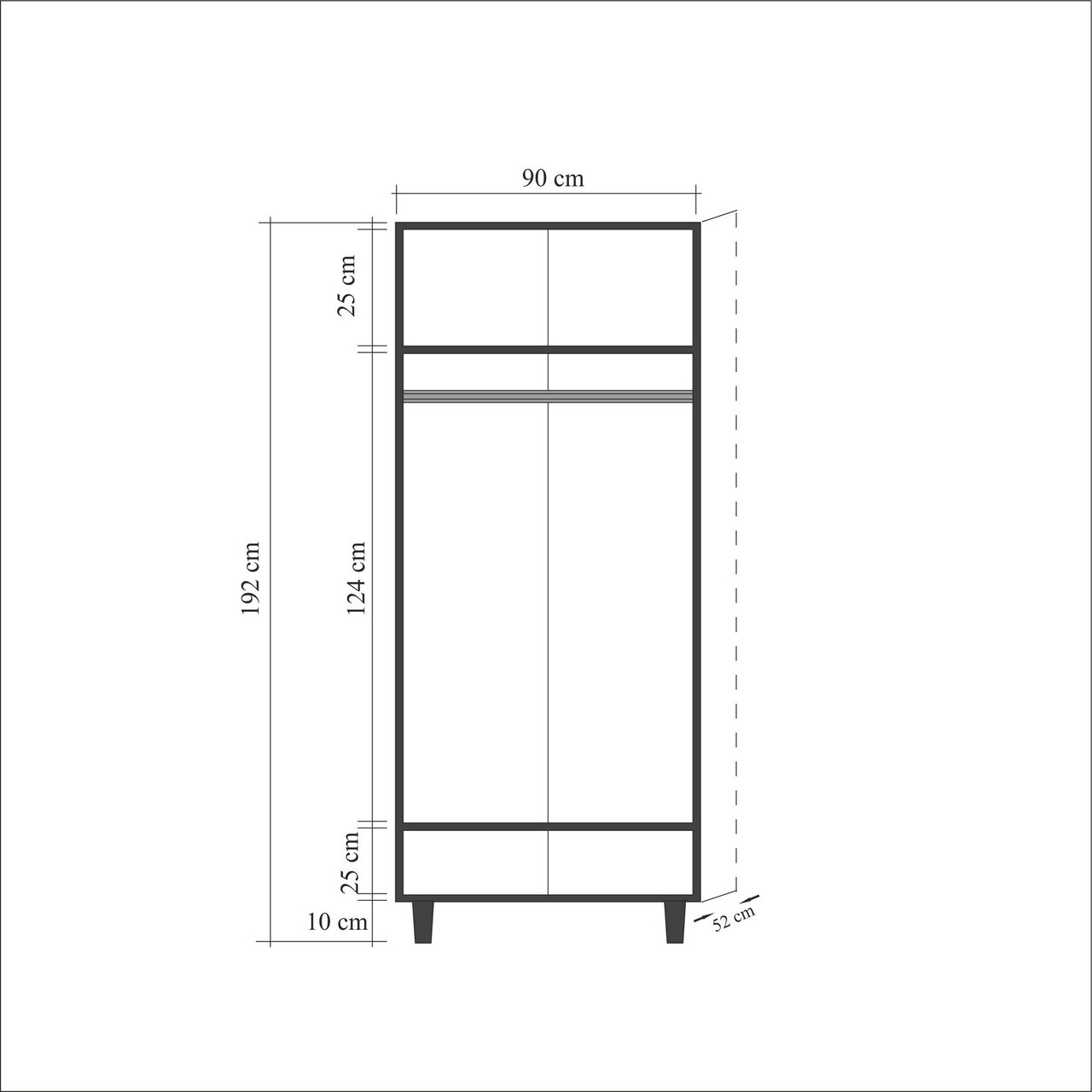 Dulap pentru haine Stil 121, Vella, 90x52x192 cm, multicolor