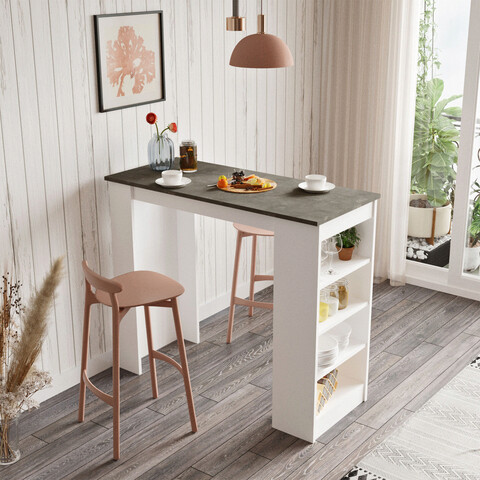 Masa de bar, locelso, st1, 120x101.8x51.6 cm, alb / gri