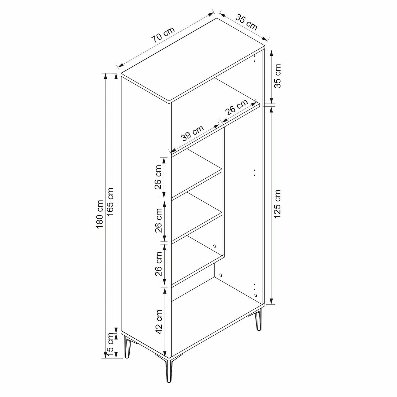 Dulap multifunctional, Hanah Home, Viona, 70x180x35 cm, Coș adânc / Alb — imaginea 8