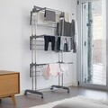 Uscator de rufe vertical, InnovaGoods, pliabil, cu roti, 75x67x173 cm, aluminiu/ABS