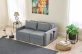 Canapea extensibilă cu 2 locuri, Balcab Home, 825BLC5412, Cadru: 100% LEMN DE BRAD, Gri