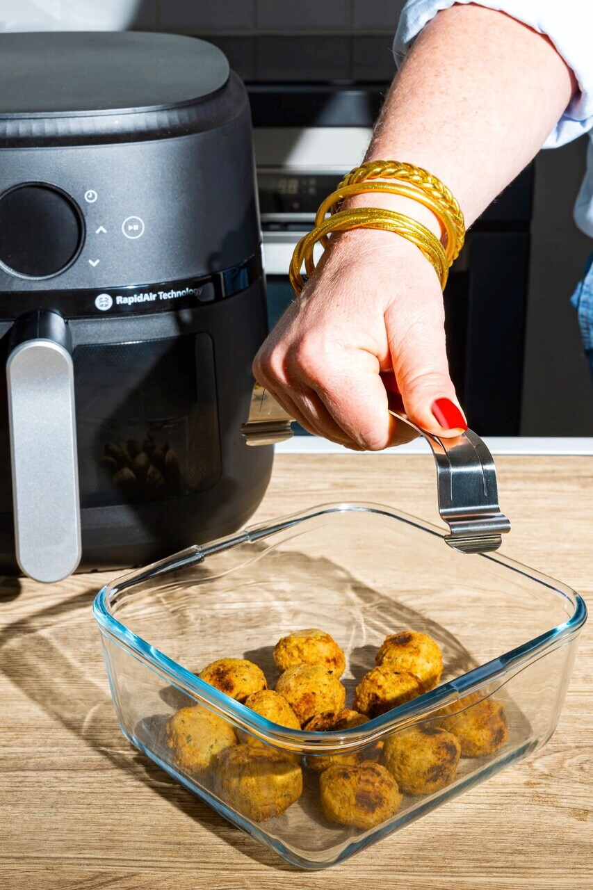 Vas pentru airfryer, cu maner detasabil, sticla termorezistenta, 20x18cm/2L - Pyrex - view 2