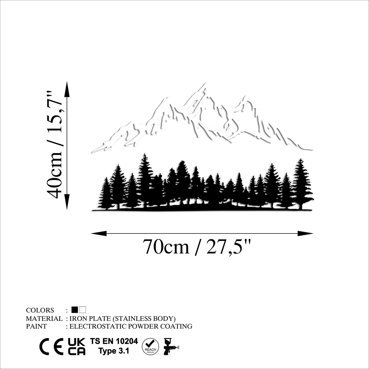Decoratiune de perete, Nature And Mountain, Dimensiune: 70 x 22 cm (1 bucată), Alb/Negru - view 6