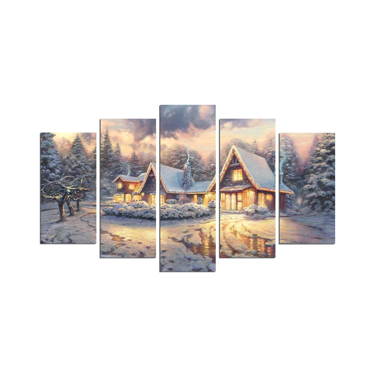 Set 5 tablouri decorative, 5PMDFNOEL-1, 20 x 60 cm, Multicolor - view 2