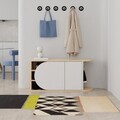 Pantofar, Decortie, Nova Shoe Bench, 104x50x37 cm, PAL, Stejar / Alb