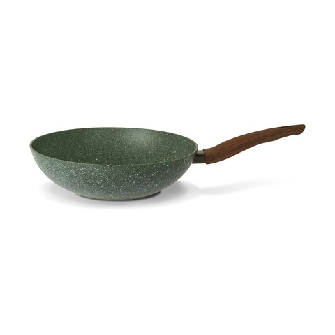 Tigaie Wok pentru inductie TVS Natura antiaderenta, cu maner din bachelita, 28 cm Ø