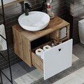 Dulap de baie cu chiuvetă, Hanah Home, 2455, MDF, Pin Atlantic / Alb