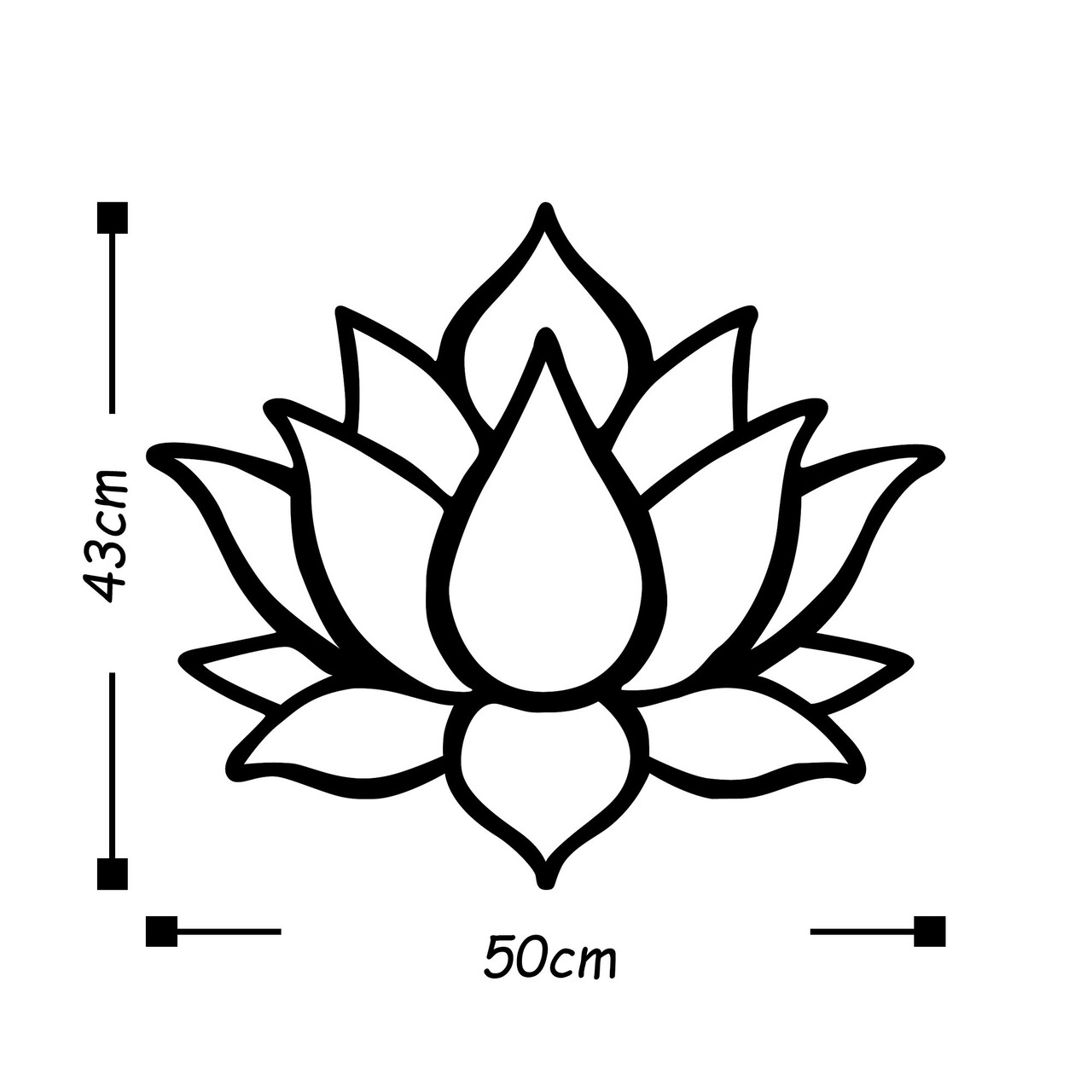 Decoratiune de perete, Lotus Flower 1, Metal, Dimensiune: 50 x 43 cm, Negru