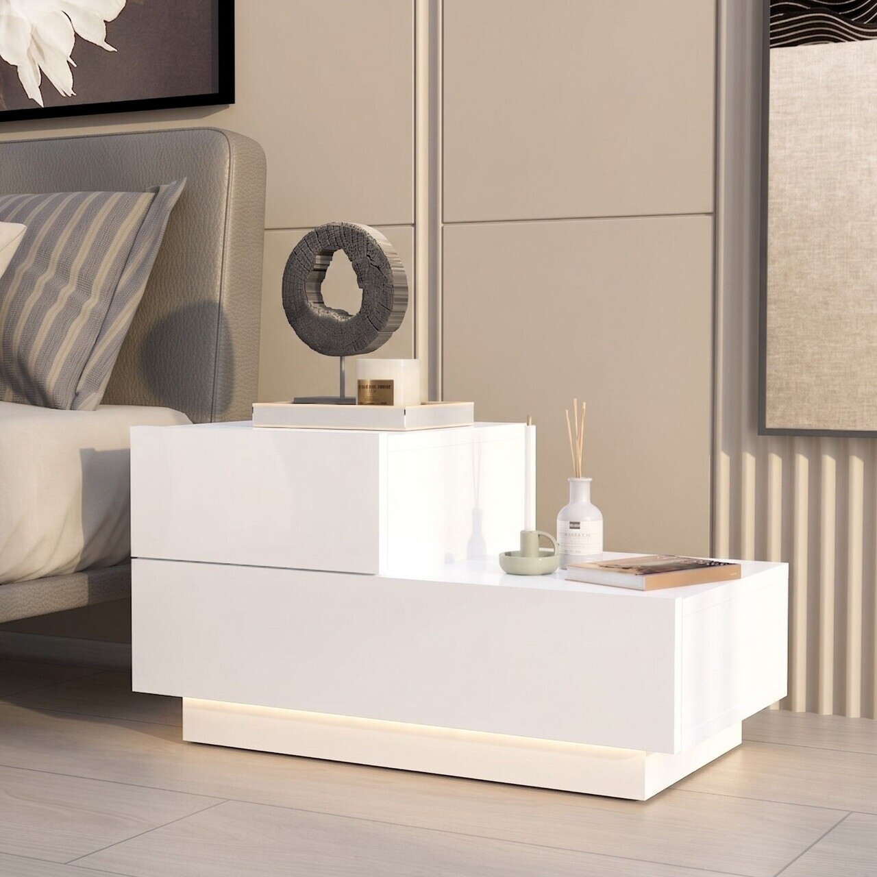 Noptiera Hanah Home Kayra 70x35x38.3 cm PAL Alb