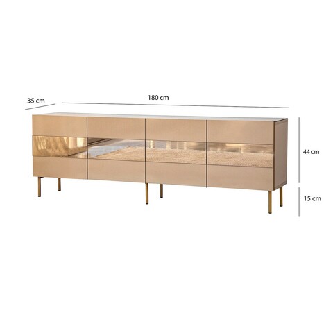 Comoda TV, Neostill, Leon, 180x59x35 cm, MDF , Bronz / Aur