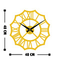 Ceas de perete, Metal Wall Clock 23, Metal, Dimensiune: 48 x 48 cm, Auriu