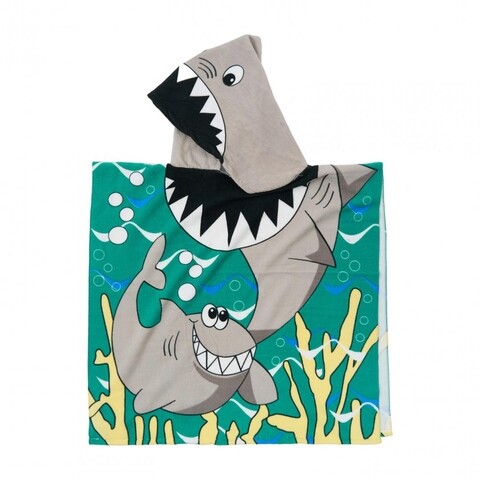 Prosop de plaja tip poncho shark, heinner, 60x120 cm, poliester, multicolor