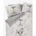 Lenjerie de pat dubla Civic, Aglika, 4 piese, 200 x 220 cm, 100% bumbac, bej