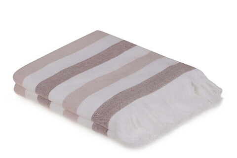 Set prosoape de mână (2 bucăți), hobby, stripe, bumbac, maro/alb