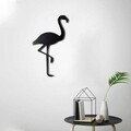 Decoratiune de perete, Flamingo Silhouette, Metal, Dimensiune: 51 x 30 cm, Negru