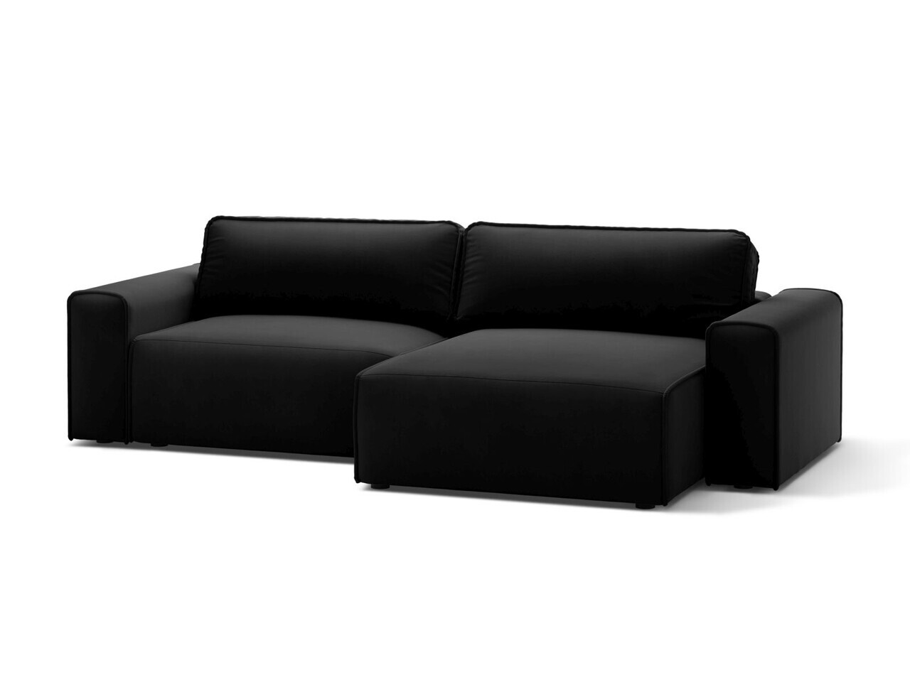 Coltar extensibil dreapta 3 locuri, Victor, Micadoni Home, 246x148x83 cm, catifea, negru — imaginea 2