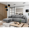 Coltar extensibil stanga 4 locuri ELTAP, LT-04NU, Dalia, 289x190x95 cm, lemn/poliester, gri