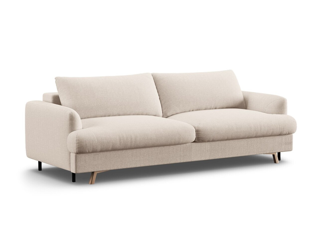 Canapea extensibila 3 locuri, Naomi, Micadoni Home, 233x110x95 cm, tesatura structurata, bej — imaginea 4