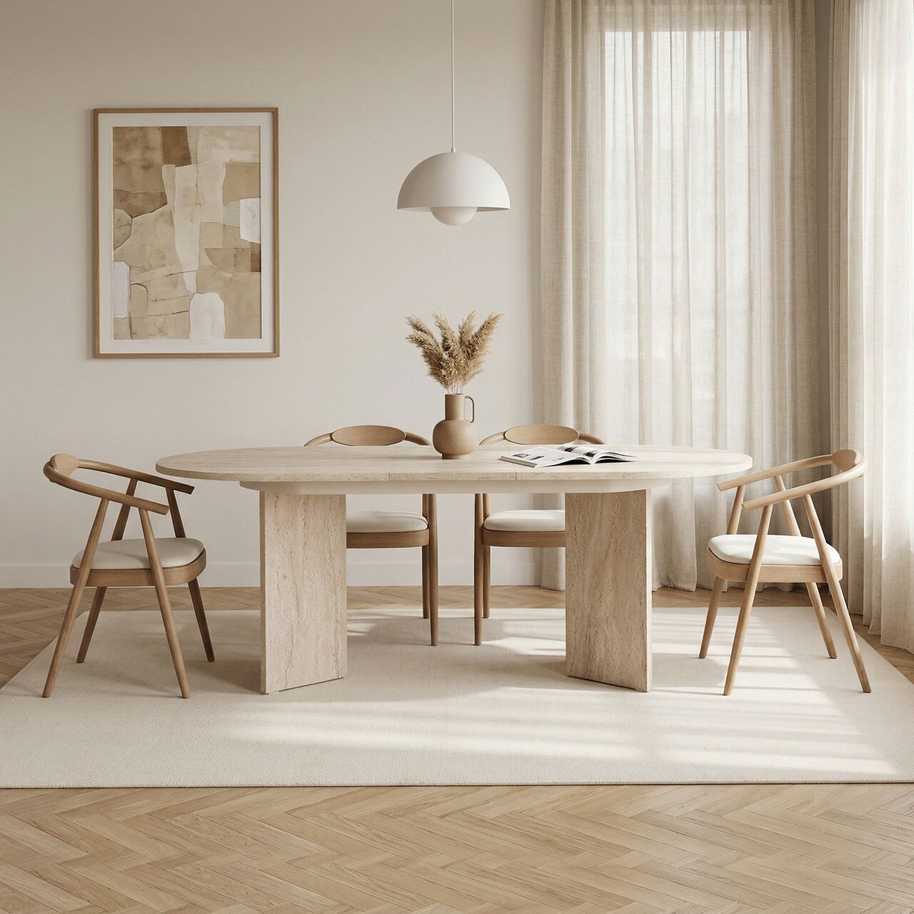 Masa extensibila, Hanah Home, Sorell, 160x75x90 cm, Travertin - view 2