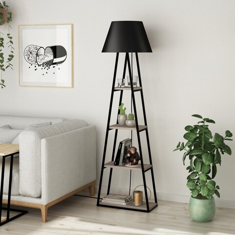 Lampadar Pal, Decortie, 45x45x167 cm, cafeniu/negru 45x45x167