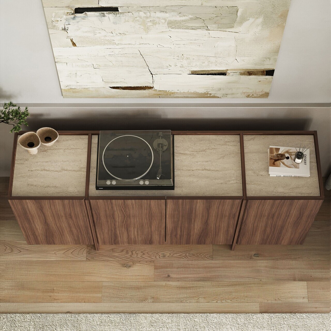 Consola, Nordure, Dorma, 180x80x45 cm, Travertin / Nuc Milano — imaginea 4