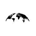 Decoratiune de perete, World Map Small, Metal, 100 x 39 cm, Negru
