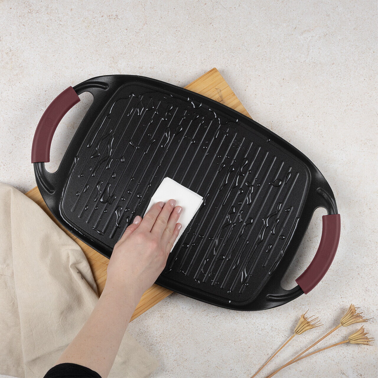 Tava grill Berlinger Haus, Leonardo, 47x29 cm, aluminiu forjat, visiniu mat - imagine 4