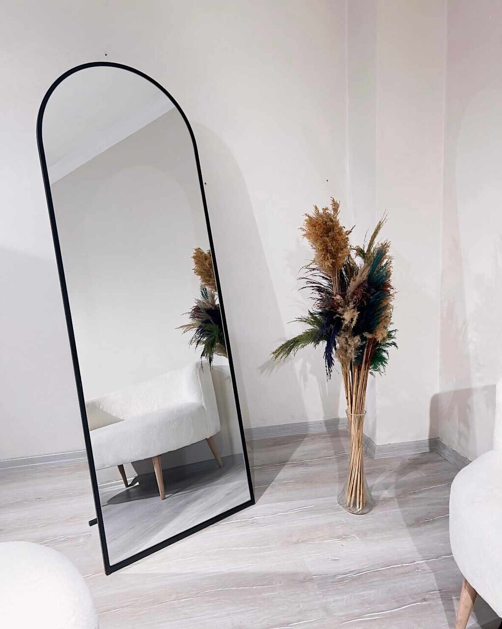 Oglinda Cheval, Hanah Home, Oval 60x180, 60x180x1.5 cm, Negru