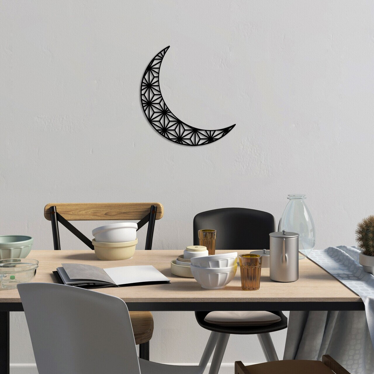 Decoratiune de perete, Crescent 2, Dimensiuni: 49 x 46 cm, Negru — imaginea 2