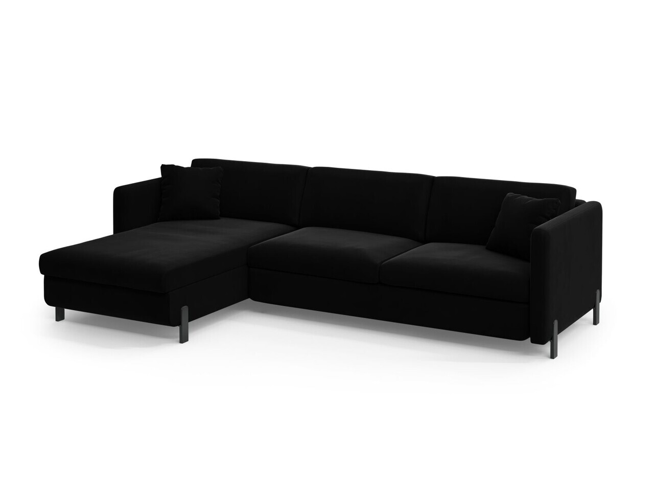 Coltar extensibil stanga 4 locuri, Gloria, Micadoni Home, 266x170x88 cm, catifea, negru — imaginea 5