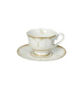 Set 2 cesti cu farfurie pentru cafea, Golden Eye v2, Brandani, D11.5x6 cm, portelan New Bone China