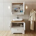 Set Dulap de Baie cu Chiuvetă și Oglindă (2 Piese), Hanah Home, 2393, MDF-LAM, Alb mat