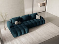 Coltar extensibil stanga 3 locuri, Linz, Cosmopolitan Design, 275x142x84 cm, catifea, albastru petrol inchis