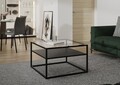 Masuta de cafea ELTAP, Stolik Linze, 75x75x45 cm, metal/sticla, negru/transparent