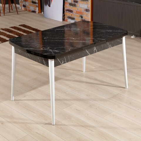 Masa extensibila, Beckley, Bendir, 132x79x76 cm, PAL, Alb/Negru