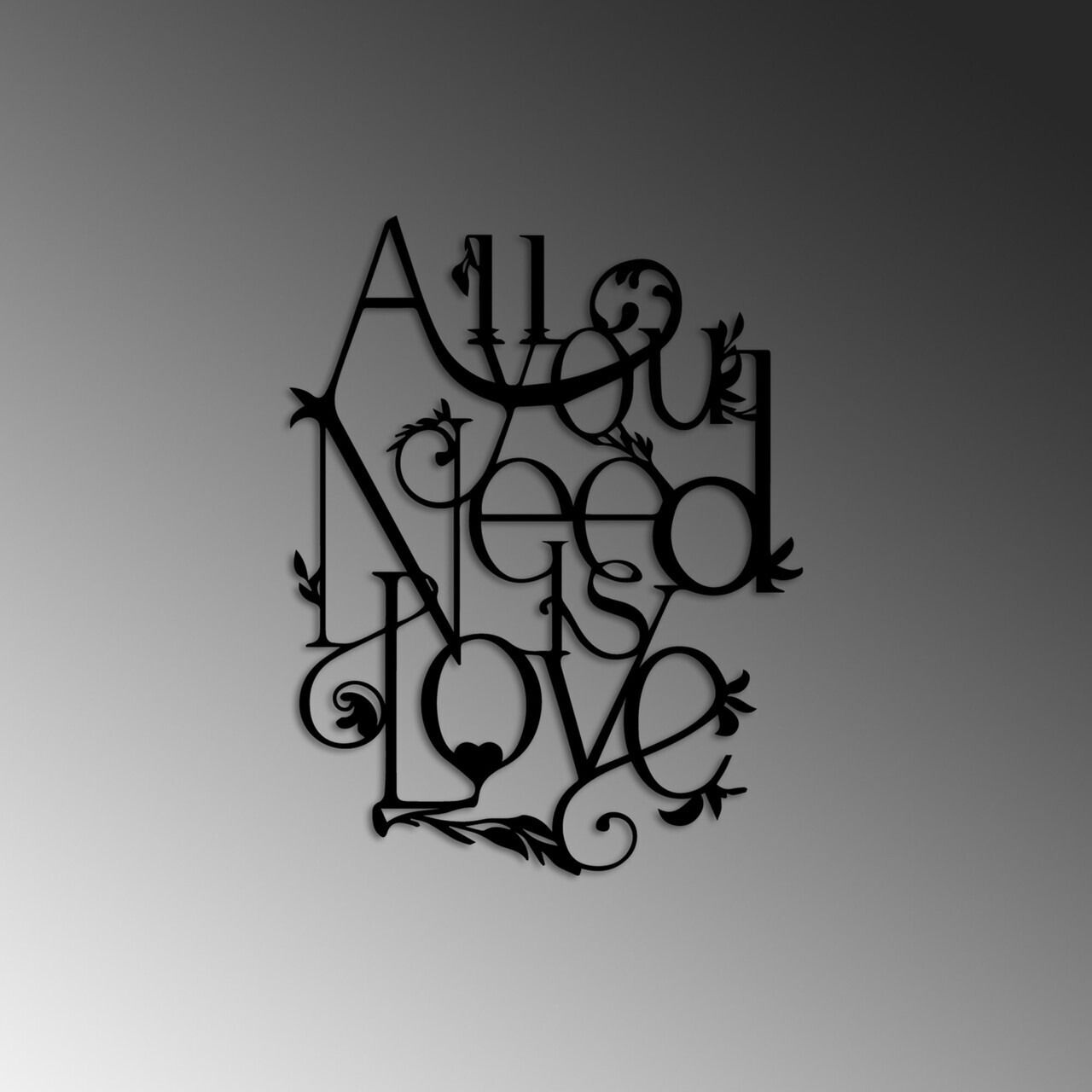 Decoratiune de perete, All You Need is Love, Dimensiuni: 44 x 57 cm , Negru — imaginea 4