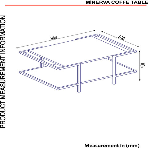 Masuta de cafea, Tera Home, Minerva, 94x40x64 cm, PAL, Nuc / Negru