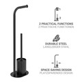 Suport pentru hartie igienica si perie toaleta Levante, Wenko, 23x17x63 cm, inox, negru