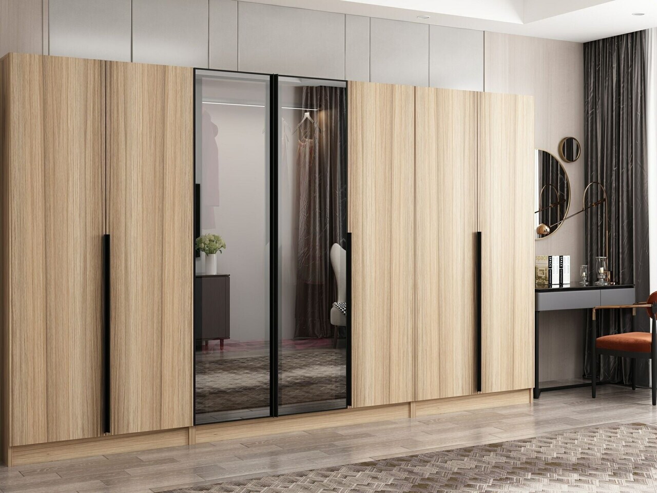 Dulap pentru haine, Hanah Home, Nisa, 315x210x52 cm, Dore — imaginea 3