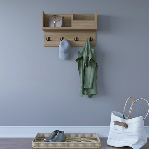 Raft de perete, zena home, sameul, 72x44.6x23.8 cm, pal, stejar