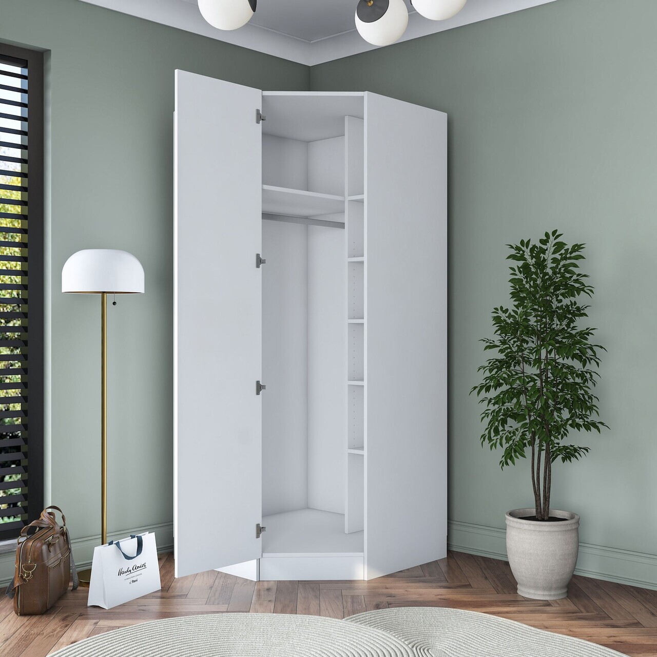 Dulap pentru haine, Hanah Home, BA191, 91x210x57.5 cm, PAL melaminat, Alb - view 6