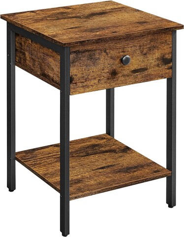 Masuta living / noptiera vasagle, vincyer, 40 x 40 x 50 cm, pal/fier, maro rustic