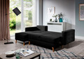 Coltar extensibil reversibil 3 locuri ELTAP, AsgL-01, Asgard, 248x162x93 cm, lemn/poliester, negru