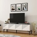 Comoda TV, Olivia, Draw, 154x45x37 cm, PAL, Alb/Negru
