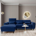 Coltar extensibil stanga 4 locuri ELTAP, Foble, 267x196x100 cm, lemn/poliester, albastru inchis